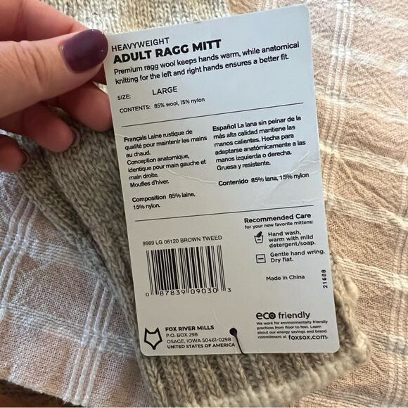 NWT Fox River Extra Heavy Double Ragg Wool Mitten Unisex - Picture 5 of 5